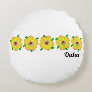 Hawaiian Hibiscus Flowers Oahu Hawaii Round Cushion