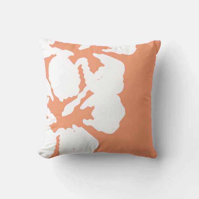 Hawaiian Hibiscus Flowers on Salmon Throw Pillow (Front)