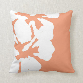Hawaiian Hibiscus Flowers on Salmon Throw Pillow