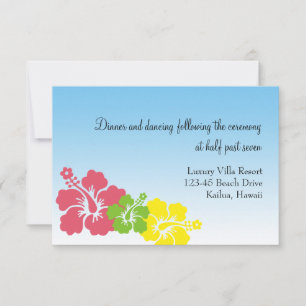 Hawaiian hibiscus flowers pink wedding enclosure invitation