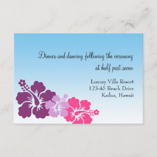 Hawaiian hibiscus flowers purple wedding enclosure card