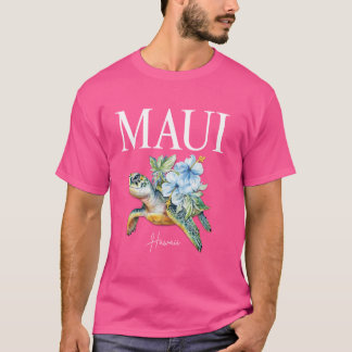Hawaiian Hibiscus Flowers Sea Turtles Maui Hawaii  T-Shirt