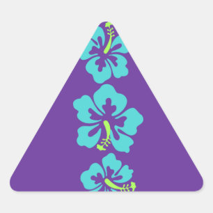 Hawaiian Hibiscus Flowers Triangle Sticker