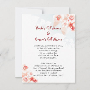 Hawaiian Hibiscus in Red Orange Invitation