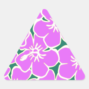 Hawaiian Hibiscus Luau Tropical Flowers Triangle Sticker