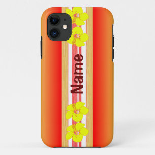 Hawaiian Hibiscus Red Surfboard iPhone 11 Case