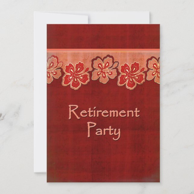 Hawaiian Hibiscus Retirement Invitation (Front)