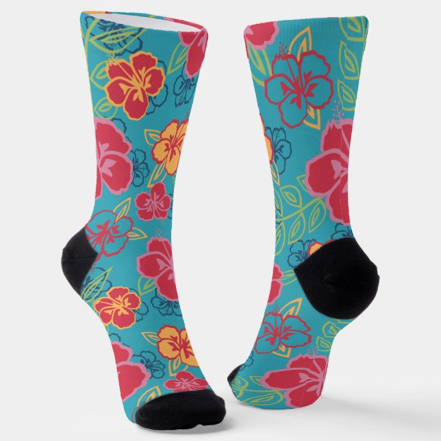 Hawaiian Hibiscus Socks (Angled)
