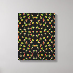 Hawaiian Hibiscus Tropical Floral on Black Canvas Print