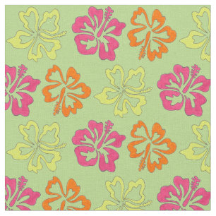 Hawaiian Hibiscus Tropical Flowers Floral Print Fabric