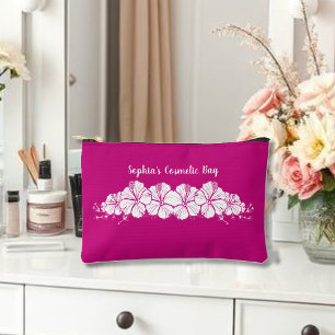 Hawaiian Hibiscus Tropical Flowers Pink Accessory Pouch