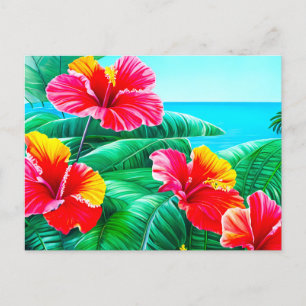 Hawaiian  Hibiscus tropical flowers  Postcard