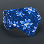 Hawaiian Holly Blue Single-Sided Tie<br><div class="desc">Navy blue with royal blue and silver colorway.  Mele Kalikimaka is the Hawai'ian expression for Merry Christmas & happy holidays! This vintage inspired textile design is a tropical interpretation of holly in bright colours and subtle gradients. These designs come in several colorways.</div>