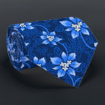 Hawaiian Holly Blue Two-Sided Tie<br><div class="desc">Navy blue with royal blue and silver colorway.  Mele Kalikimaka is the Hawai'ian expression for Merry Christmas & happy holidays! This vintage inspired textile design is a tropical interpretation of holly in bright colours and subtle gradients. These designs come in several colorways.</div>