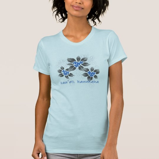 Hawaiian Holly Hanukkah Blue Floral T-Shirt
