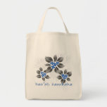 Hawaiian Holly Hanukkah Blue Floral Tote Bag<br><div class="desc">Hau’oli Hanukaha is Hawai'ian for Happy Hanukkah! This illustration showcases a tropical interpretation of holly in Hanukkah colours and subtle gradients. The lettering is dusted with snow for an added surprise. For that special chef in your life,  this original illustration is shown here on the cotton grocery tote.</div>