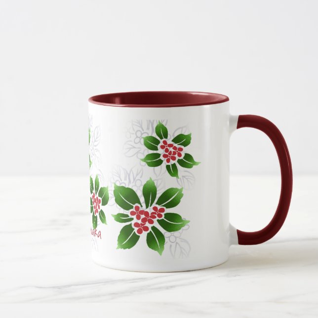 Hawaiian Holly Mele Kalikimaka Christmas Red Mug (Right)