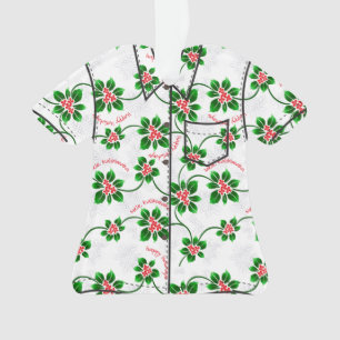 Hawaiian Holly Mele Kalikimaka Xmas Aloha Shirt Ornament