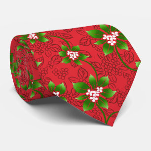 Hawaiian Holly Red Two-Sided Tie