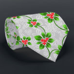 Hawaiian Holly Silver Single-Sided Tie<br><div class="desc">Silver with kelly green and red colorway.  Mele Kalikimaka is the Hawai'ian expression for Merry Christmas & happy holidays! This vintage inspired textile design is a tropical interpretation of holly in bright colours and subtle gradients. These designs come in several colorways.</div>