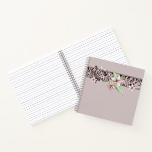 Hawaiian Honu and Plumeria Square Notebook