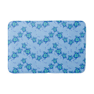 Hawaiian Honu Hibiscus Sea Turtles Bath Mat