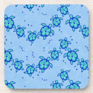 Hawaiian Honu Hibiscus Sea Turtles Coaster