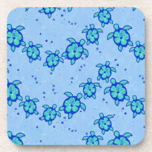 Hawaiian Honu Hibiscus Sea Turtles Coaster