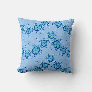 Hawaiian Honu Hibiscus Sea Turtles Cushion