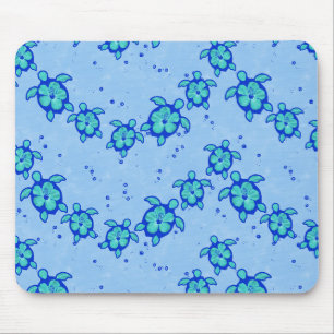 Hawaiian Honu Hibiscus Sea Turtles Mouse Mat