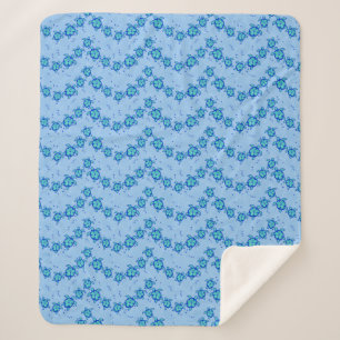 Hawaiian Honu Hibiscus Sea Turtles Sherpa Blanket