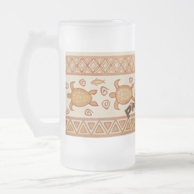 Hawaiian Honu n Fish Tribal Pau Hana! Beer Mug (Left)