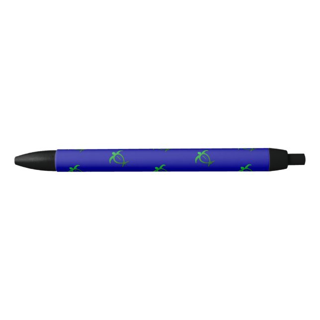 Hawaiian Honu Petroglyph on Blue Black Ink Pen (Front)
