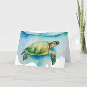 Hawaiian Honu Sea Turtle Ocean Watercolor  Thank You Card