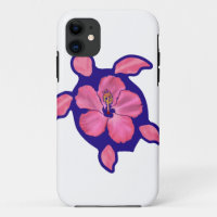 Hawaiian Honu Turtle and Hibiscus
