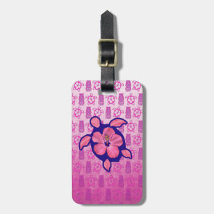 Hawaiian Honu Turtle and Hibiscus Luggage Tag