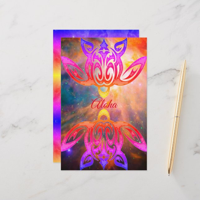 Hawaiian Honu Turtle stationery (Front/Back In Situ)