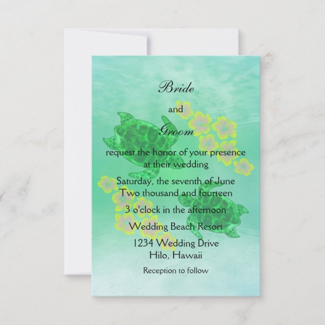 Hawaiian Honu Wedding Invitation (Front)