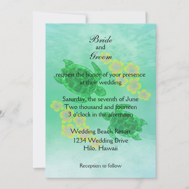 Hawaiian Honu Wedding Invitation (Front)