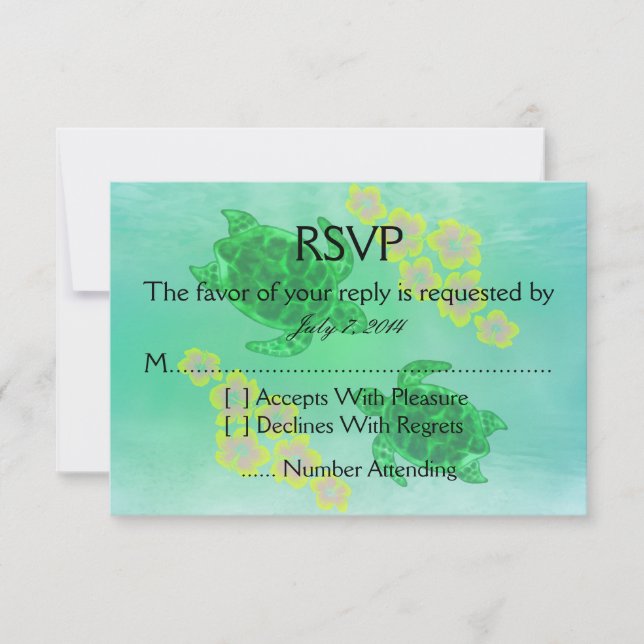 Hawaiian Honu Wedding RSVP Card (Front)