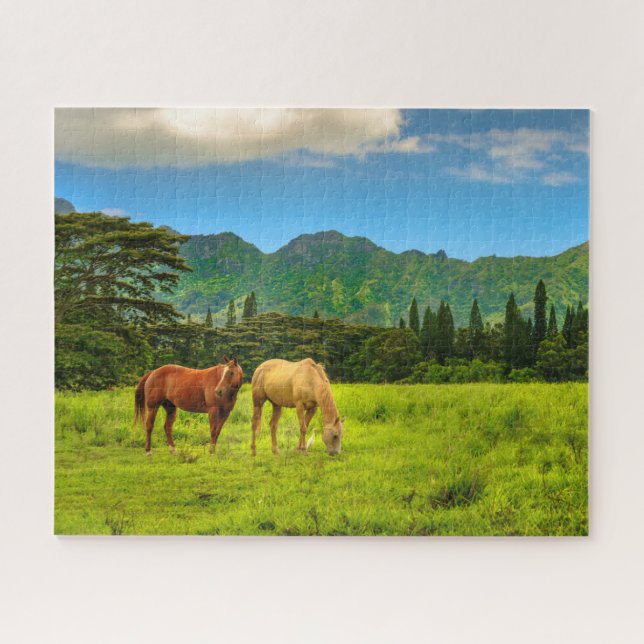 Hawaiian Horses, Hokulei Peak, Kauai, Hawaii Jigsaw Puzzle (Horizontal)