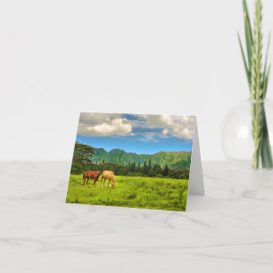Hawaiian Horses, Hokulei Peak, Kauai, Hawaii  Note Card