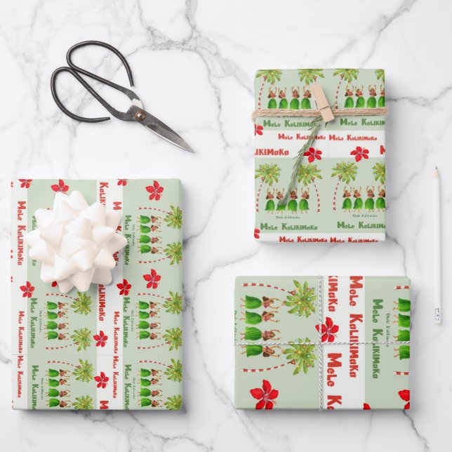 Hawaiian Hula Christmas Wrapping Paper (Front)