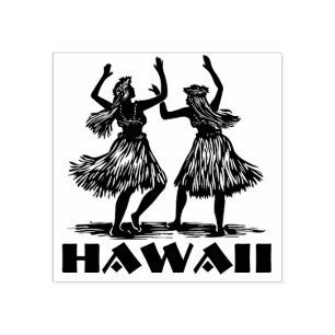 Hawaiian Hula Dancer Girls Rubber Stamp  