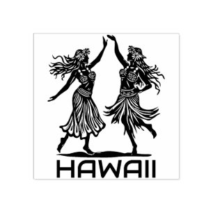 Hawaiian Hula Dancer Girls Rubber Stamp  