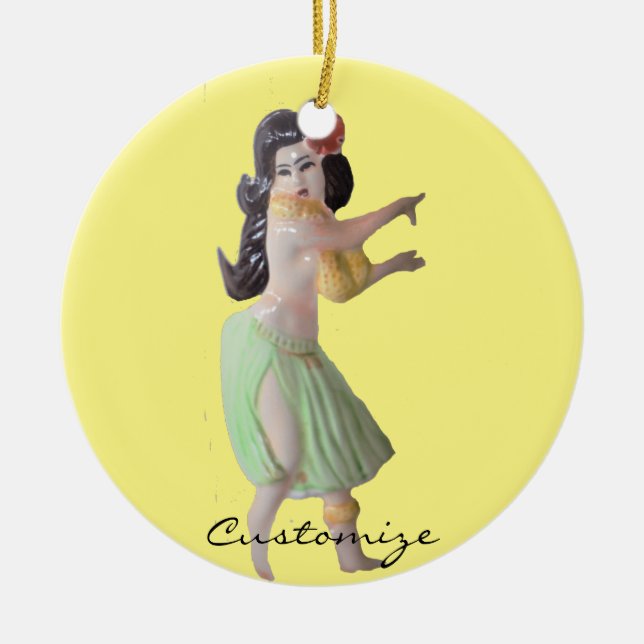 Hawaiian Hula Dancer Thunder_Cove Ceramic Tree Decoration (Front)