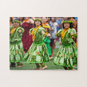 Hawaiian Hula Dancers. Christmas Greetings Jigsaw Puzzle