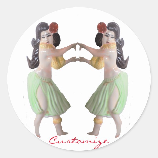 Hawaiian Hula Dancers Thunder_Cove Classic Round Sticker (Front)