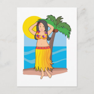 hawaiian hula girl postcard