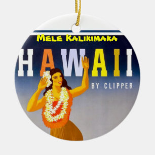Hawaiian Hula Girls Mele Kalikimaka Ceramic Tree Decoration
